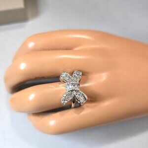 Women's Fine Silver Plated Cubic Zirconia Bow Ring Size 6